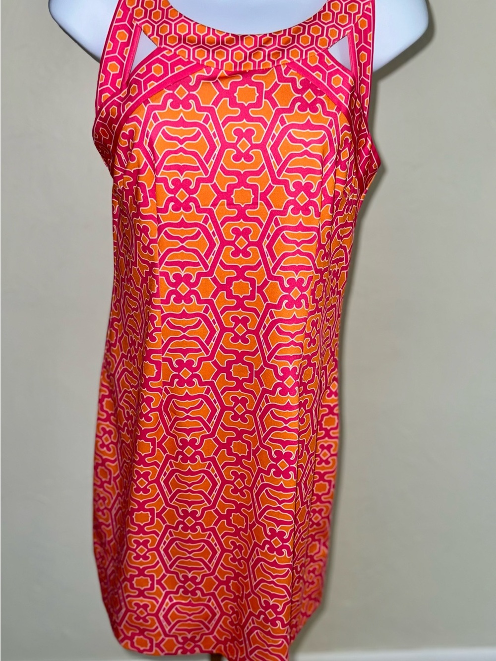 Gretchen Scott Designs Hot Pink & Orange Geometric Tank Mini Dress Size Small